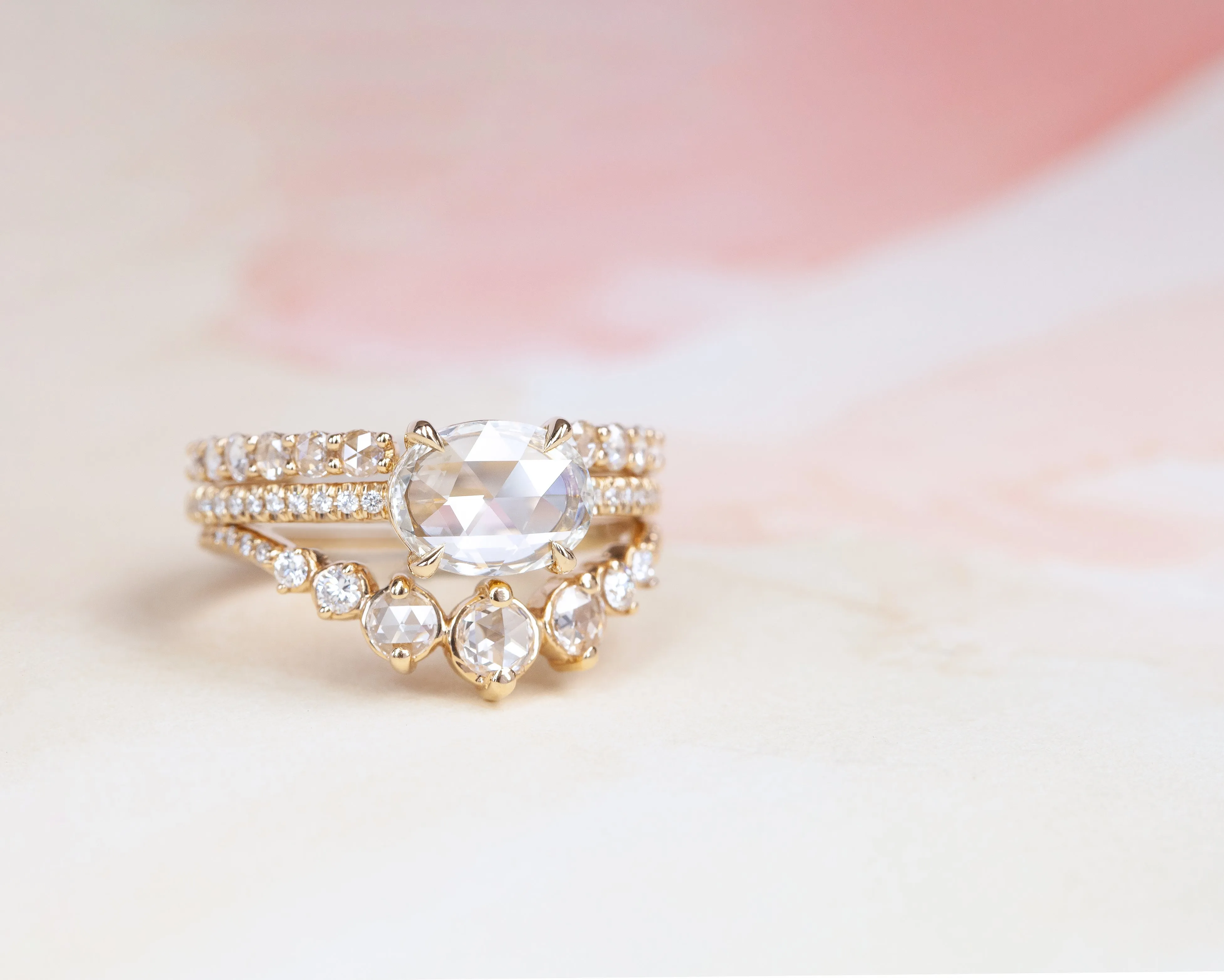 0.80-Carat Rose Cut Oval Diamond Ring