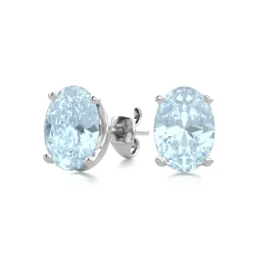 1 1/2 Carat Oval Shape Aquamarine Stud Earrings In Sterling Silver