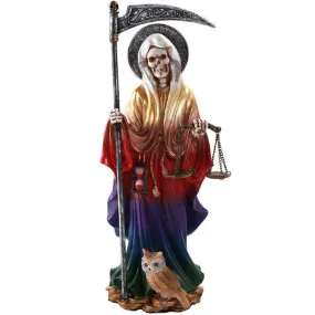 10.5" Santa Muerte Skeleton Statue - Rainbow