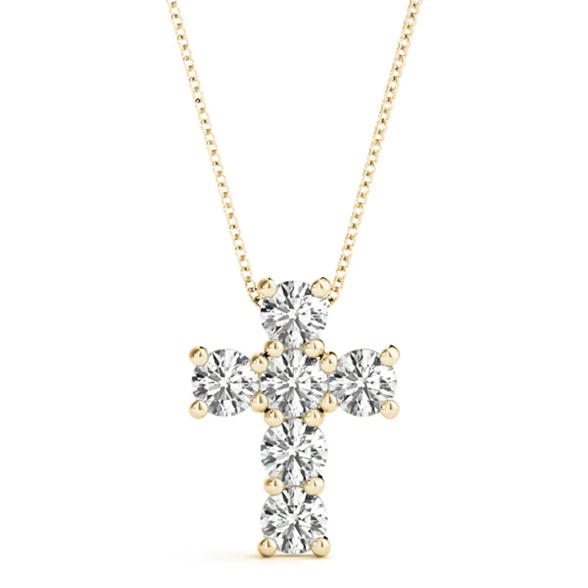 1/2 Carat Tw Diamond Religious Cross Pendant In 14K Yellow Gold