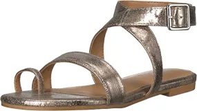 Aerosoles Women's Shortener Flats Ankle Strap Open Toe Sandal SILVER MULTI