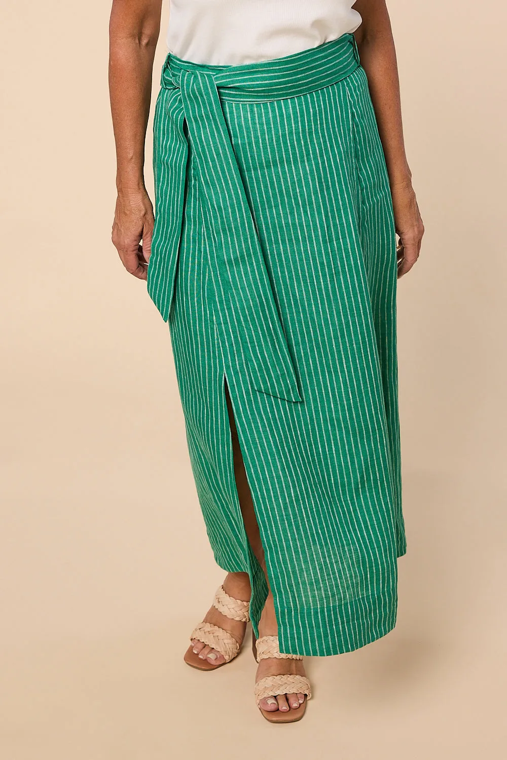 Anne Linen Skirt in Emerald City