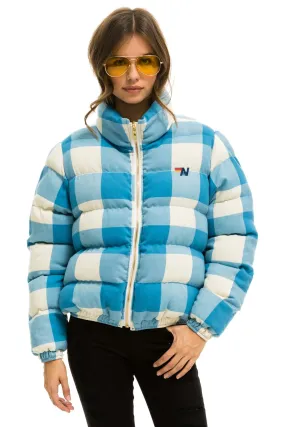 APRES PLAID PUFFER JACKET - SKY PLAID