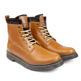 Bacca Bucci 6-Eye Combat Boots | Genuine Smooth Leather Moto Inspired High Top Ankle Boots