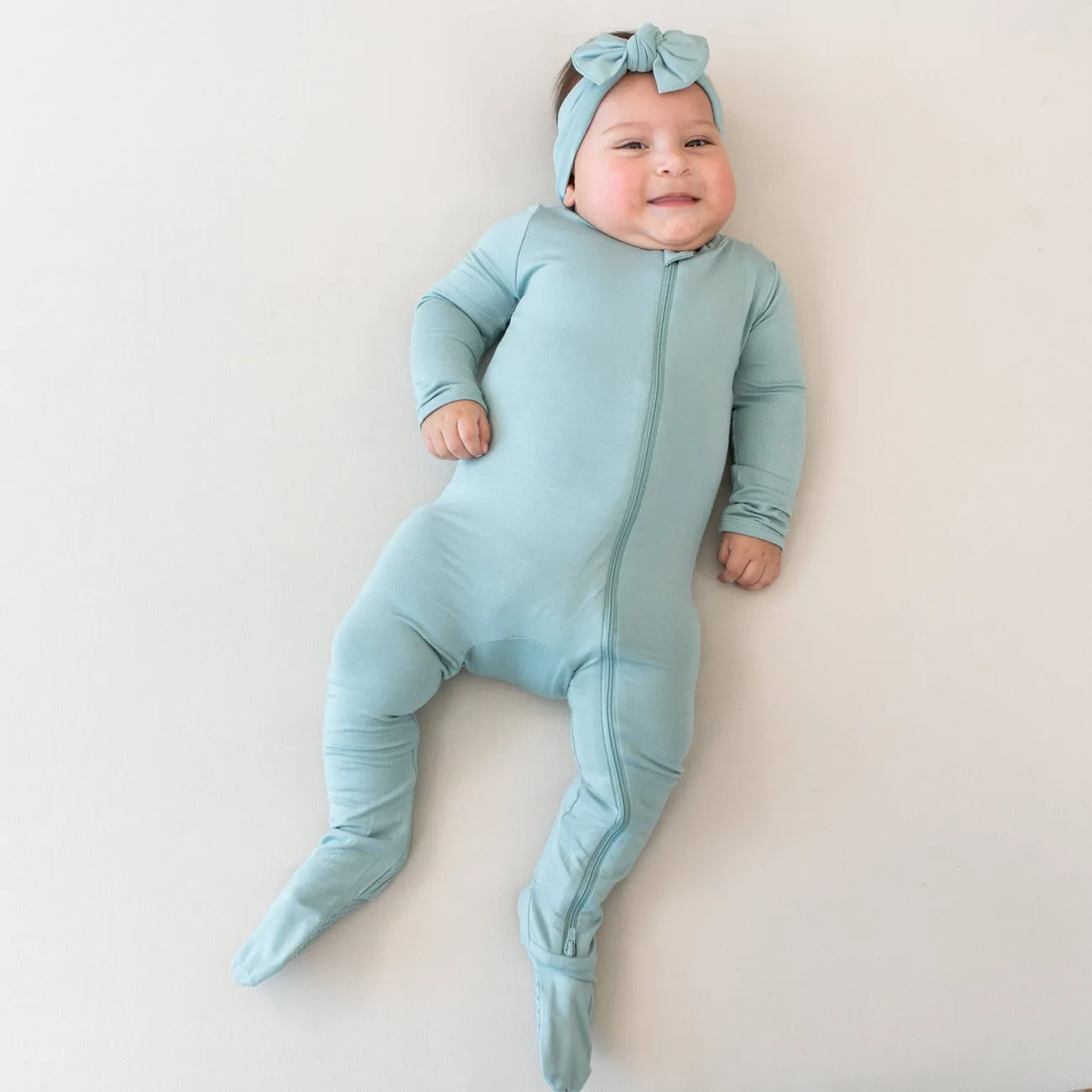 Bamboo Zippered Footie | Glacier