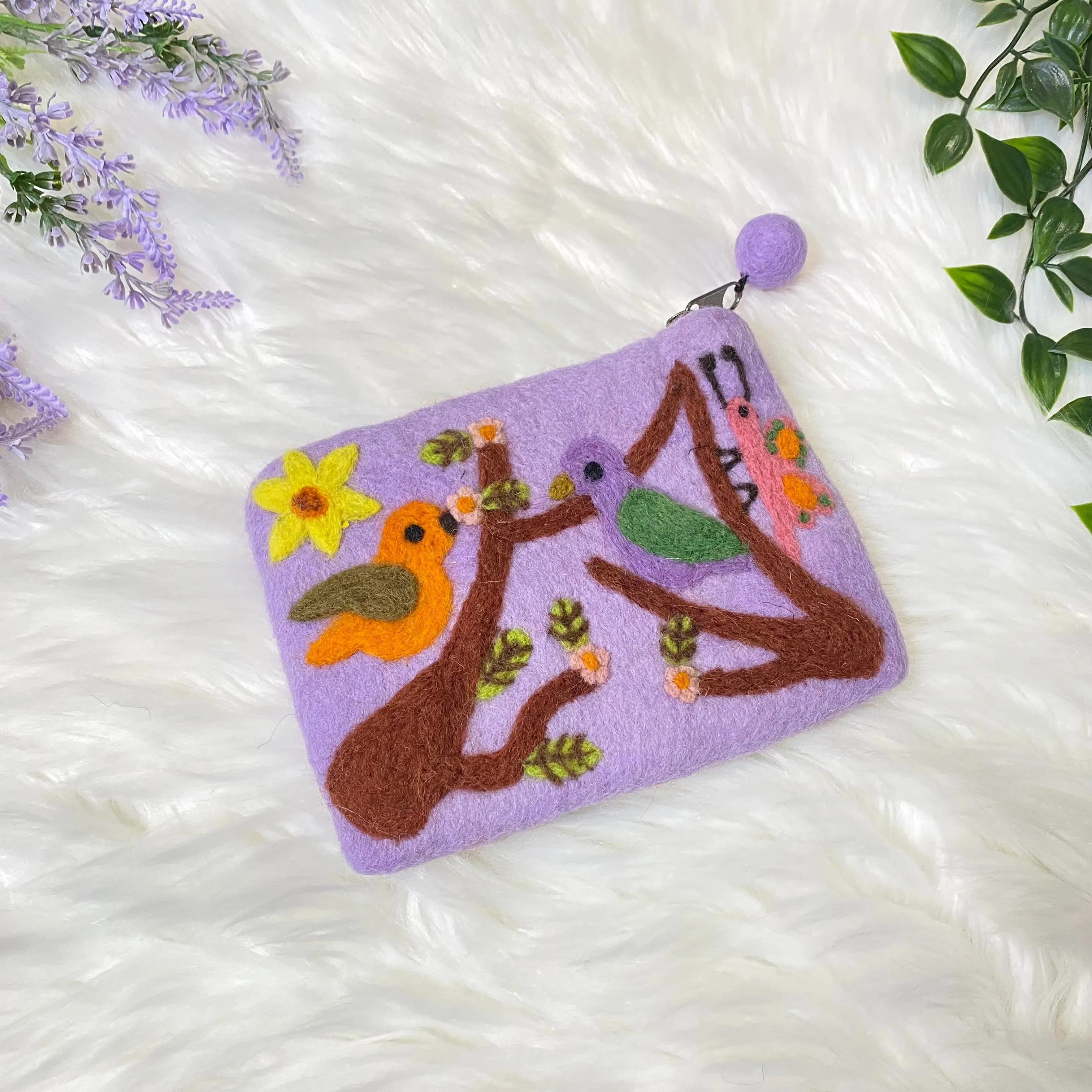 Bird Theme Handmade Felt Pouch