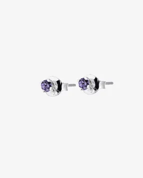 Birthstone studs silver december