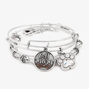 'Cat Mom' Charm Bangle, Set of 3