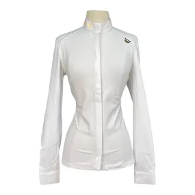 Cavalleria Toscana R-EVO L/S Competition Shirt w/Perforated Insert in White - Women's Small