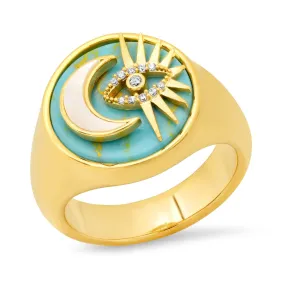 Celestial Symbols Turquoise Signet