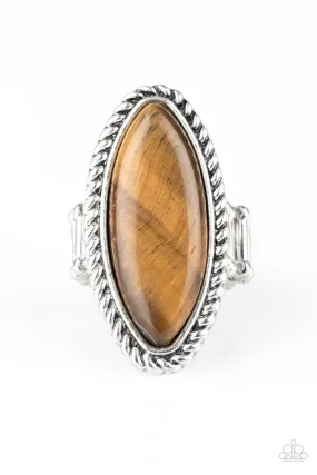 Eco Ego Brown Tiger Eye Stone Ring - Paparazzi Accessories