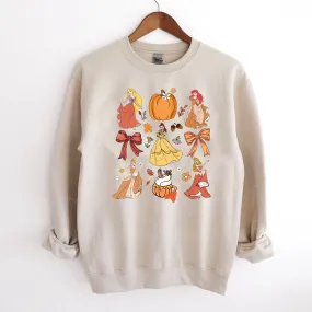 Fall Characters Graphic Crewneck Sweater, Sand