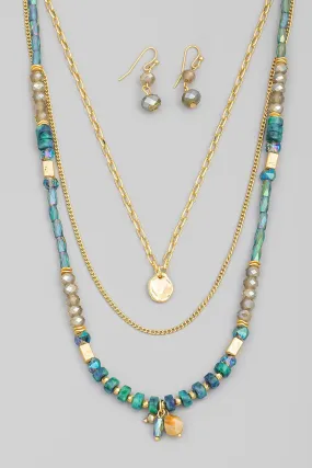 FMN144 Layered Necklace Blue