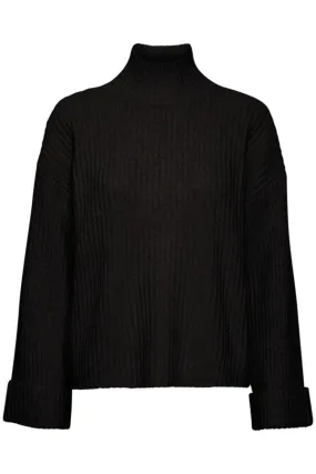 Fransa Ribbed Short Jumper Black