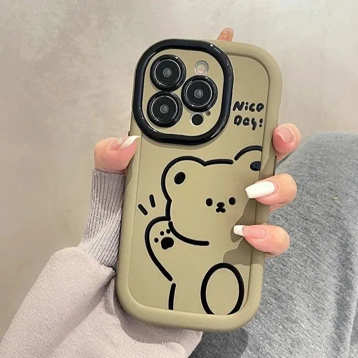 Funny Bear With Pendant Cute Phone Case For iPhone 15 Pro Max, 14, 13, or 11