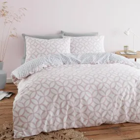 Geo Trellis Duvet Cover Set with Pillowcases - Pink