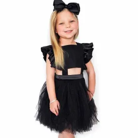 Girls Flying Sleeve Backless Tutu Dress