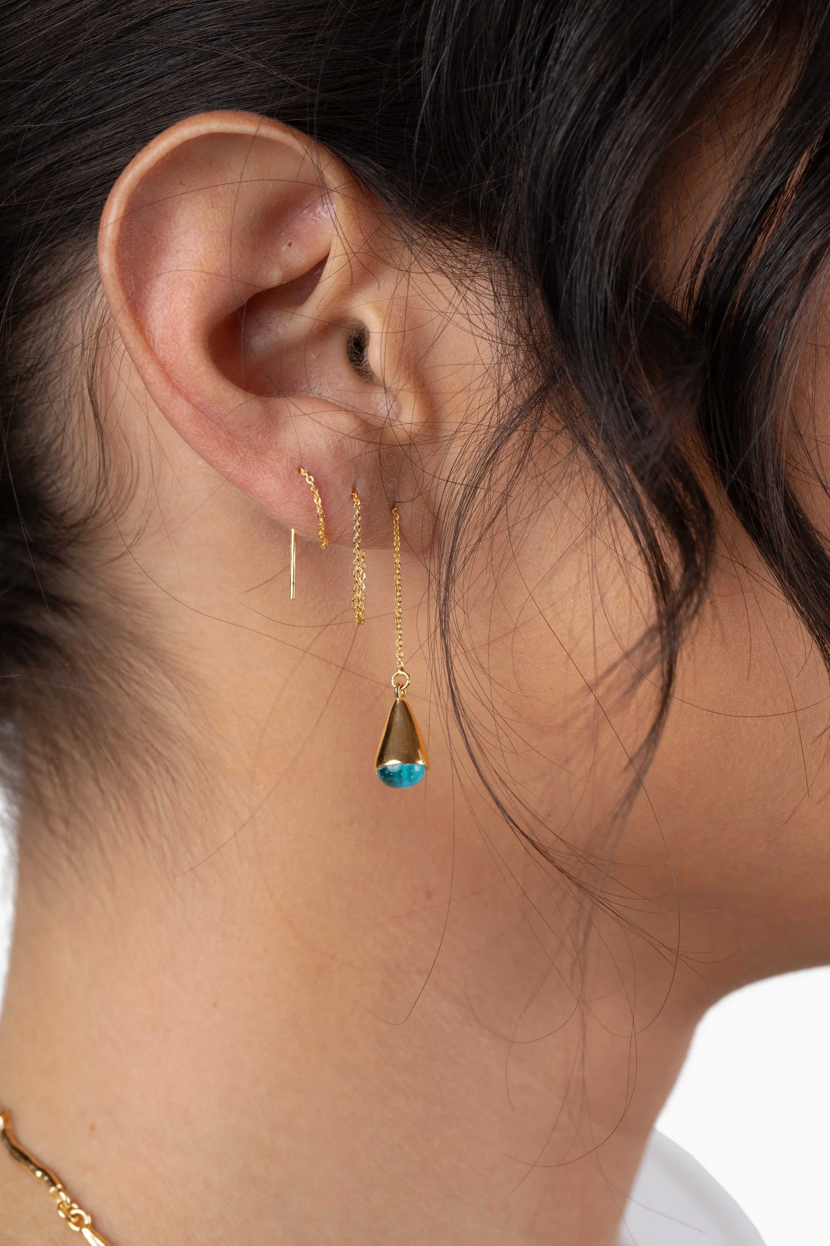 Glass Dash Chain Threader Earrings