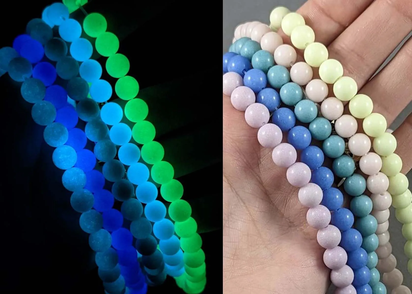 Glow in the Dark Beads Synth. Gemstone Green 8mm (5032)