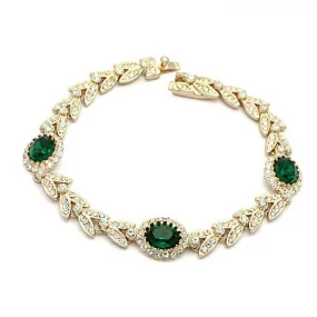 Green Austrian Crystal Rose Gold Plated Bracelet-M H W ACCESSORIES