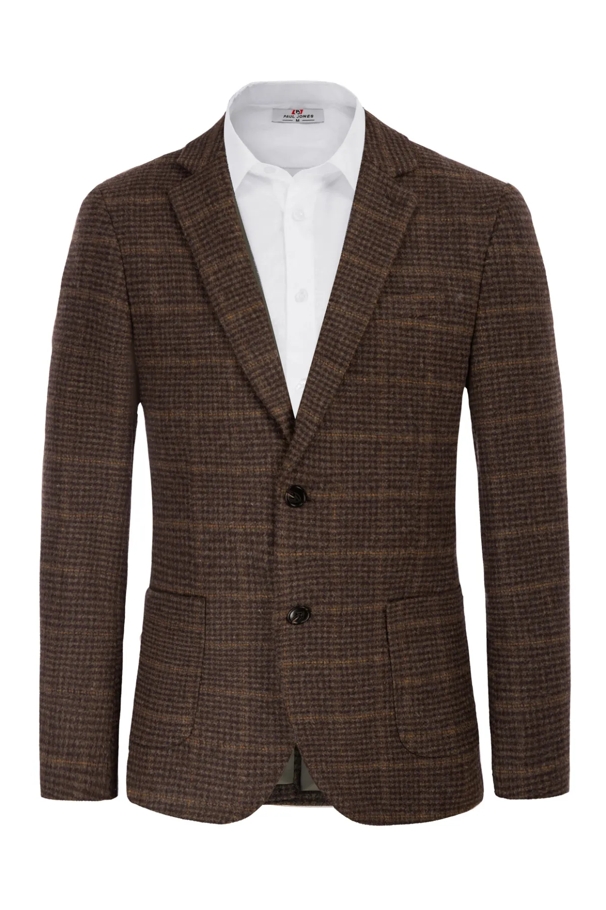 Herringbone Tweed Two Button Blazer British Wool Blend Sport Coat Jackets