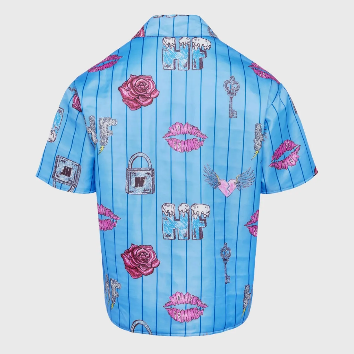 Homme Femme Doodle Puffer Shirt In Blue