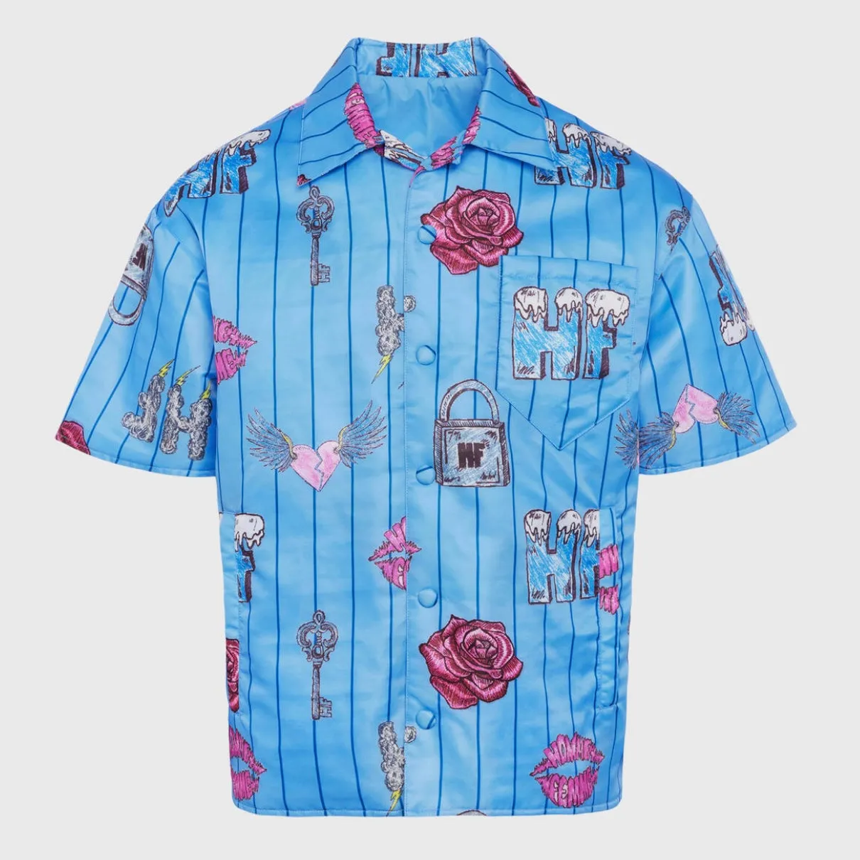 Homme Femme Doodle Puffer Shirt In Blue