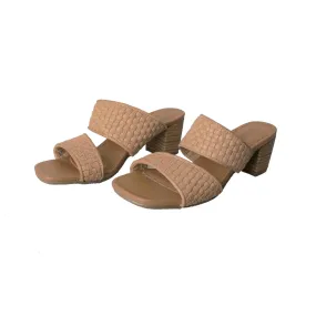 Human Shoes Abbe Leather Mid Heel in Natural Weave