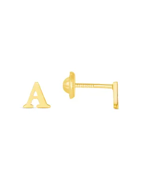 Kid Initial Stud Earrings 14K