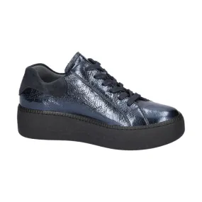 Ladies Waldlaufer Trainers Deep Blue  Wedge Leather Zip H Nicky 733021 213 878