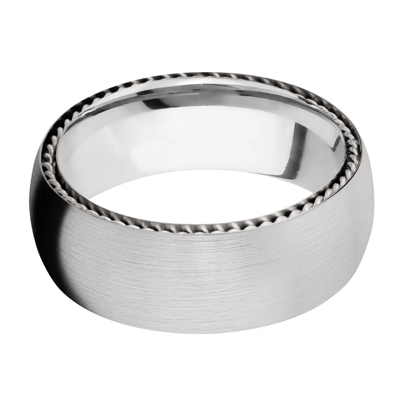 Lashbrook 8MM Cobalt Chrome Wedding Band with a Silver SideBraid