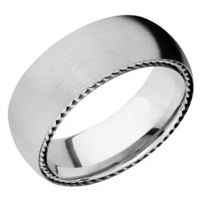 Lashbrook 8MM Cobalt Chrome Wedding Band with a Silver SideBraid