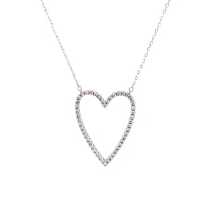 Long Open Heart CZ Necklace