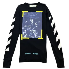 Men's Seeing Things Long Sleeve T-Shirt Black Size XS