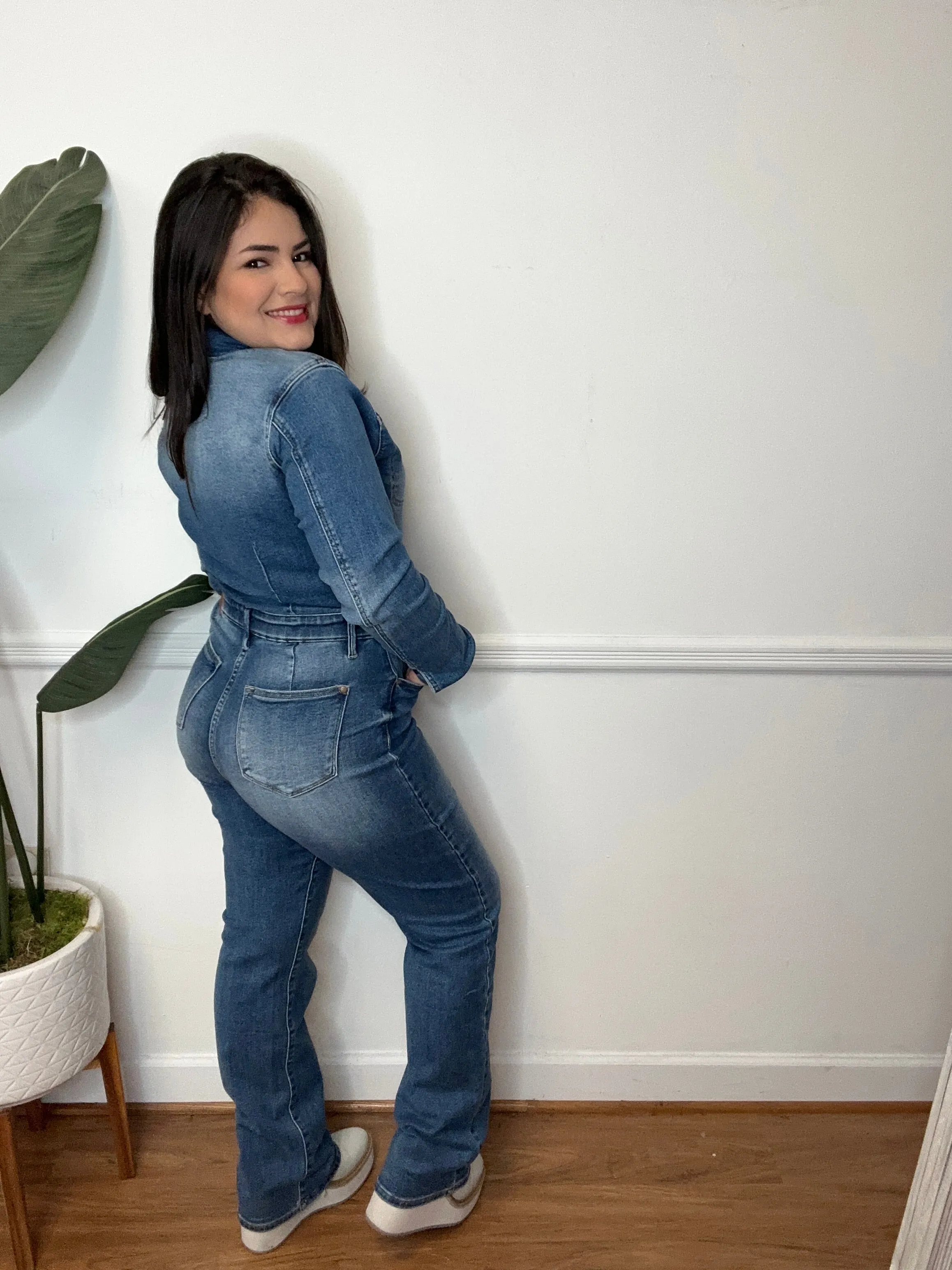 #P915 Harper Denin Jumpsuit Slim Jeans