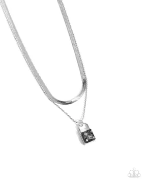 Paparazzi Padlock Possession Silver Necklace & Earring Set