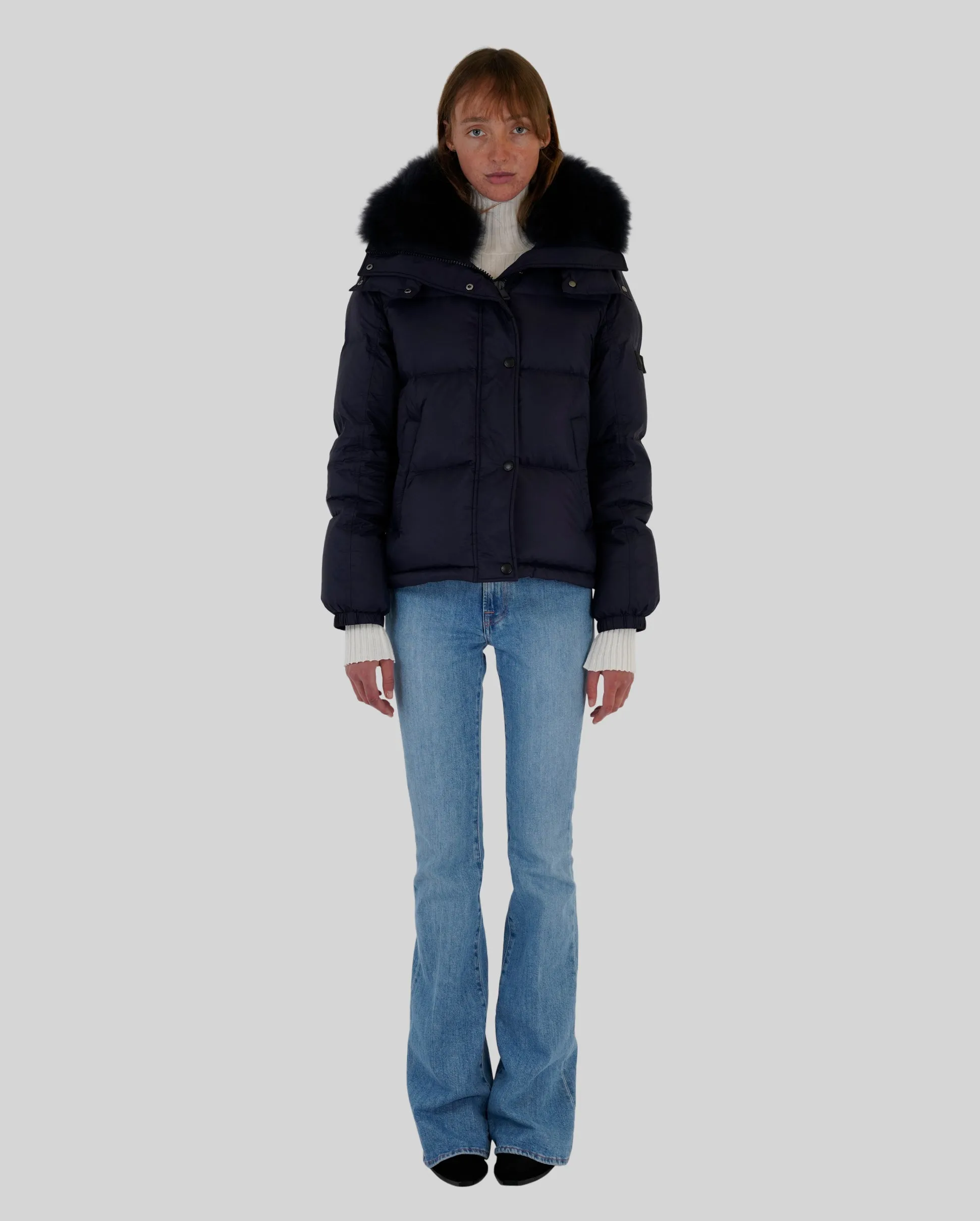 PUFFER JACKET LAMB COLLAR / NAVY