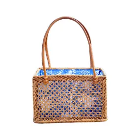 Rattan Mesh Top Handle Tote Bag