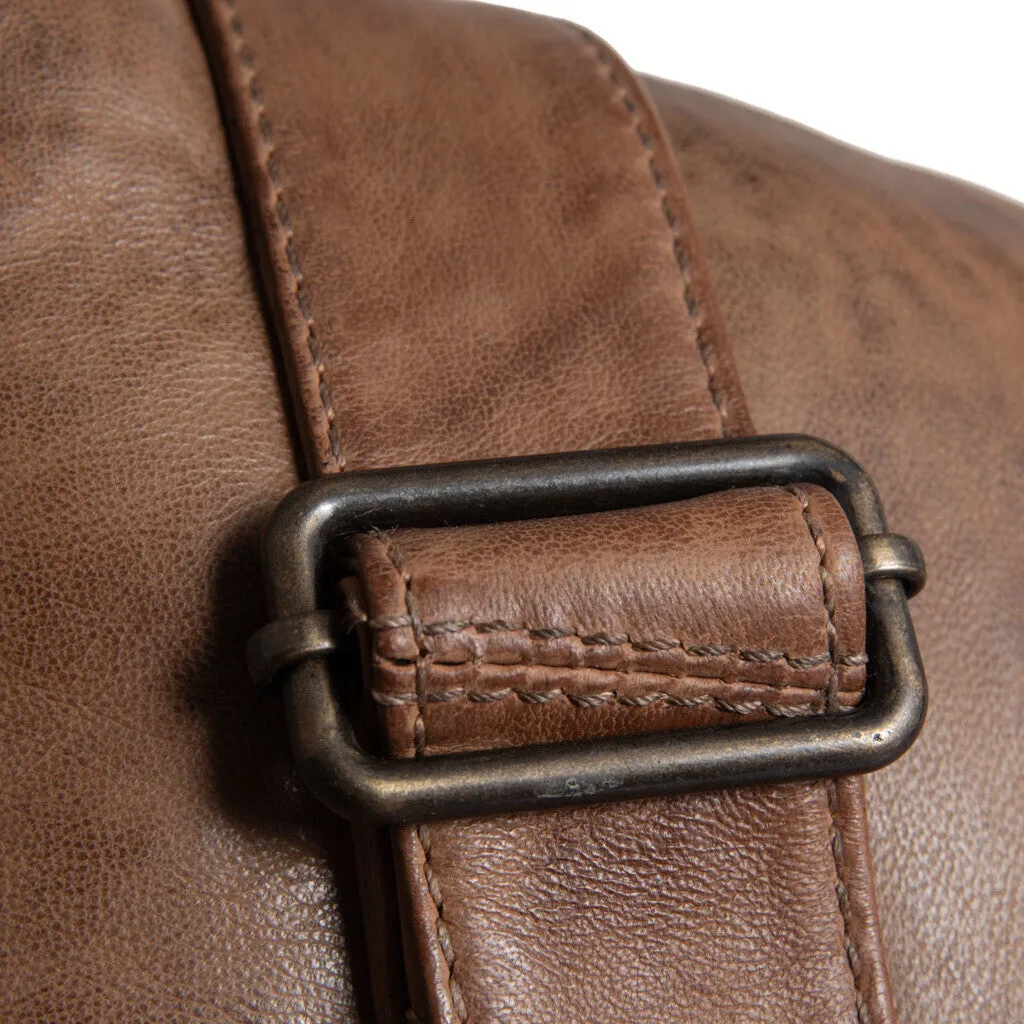 Raw and nice crossbody bag in soft leather / 15350 - Chestnut