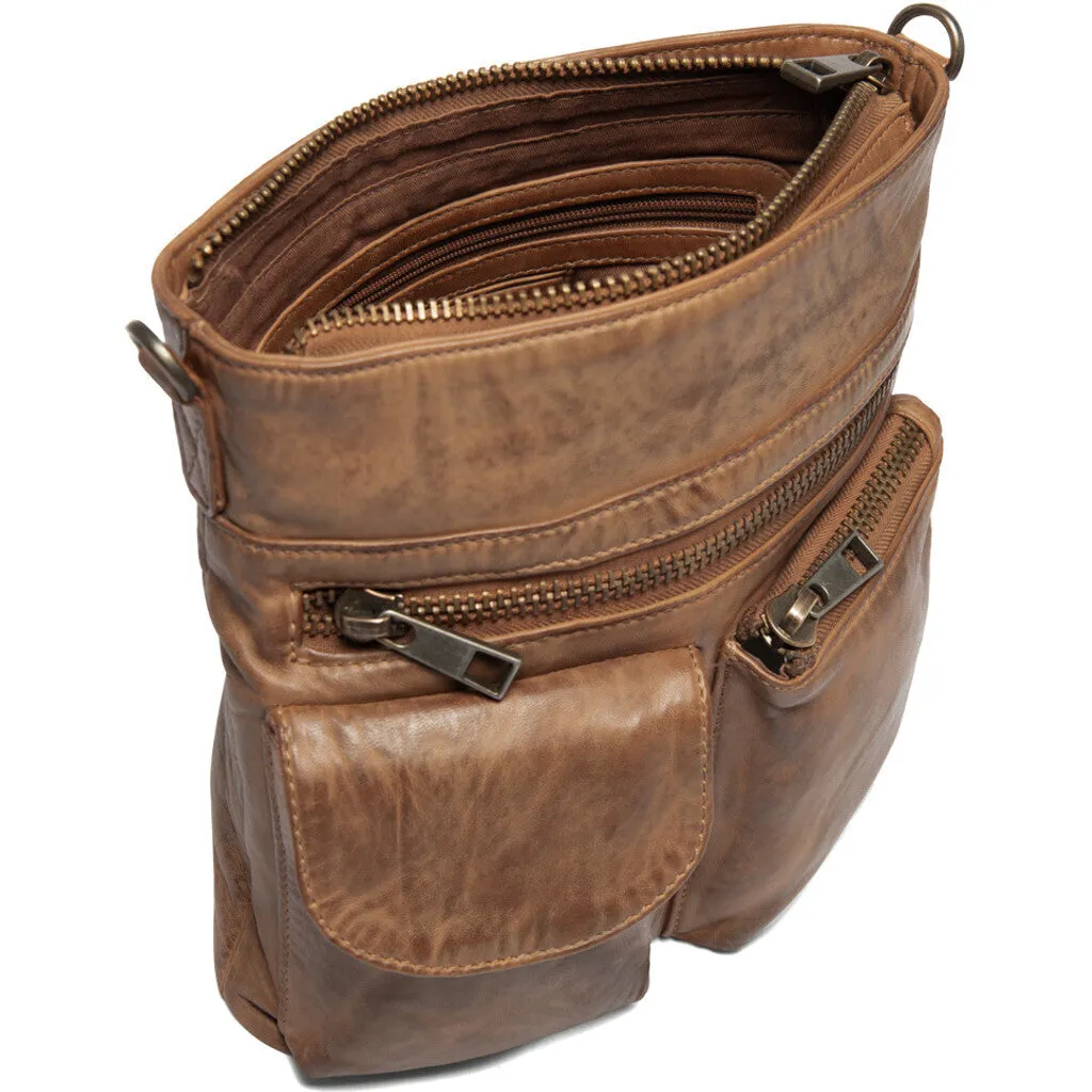 Raw and nice crossbody bag in soft leather / 15350 - Chestnut