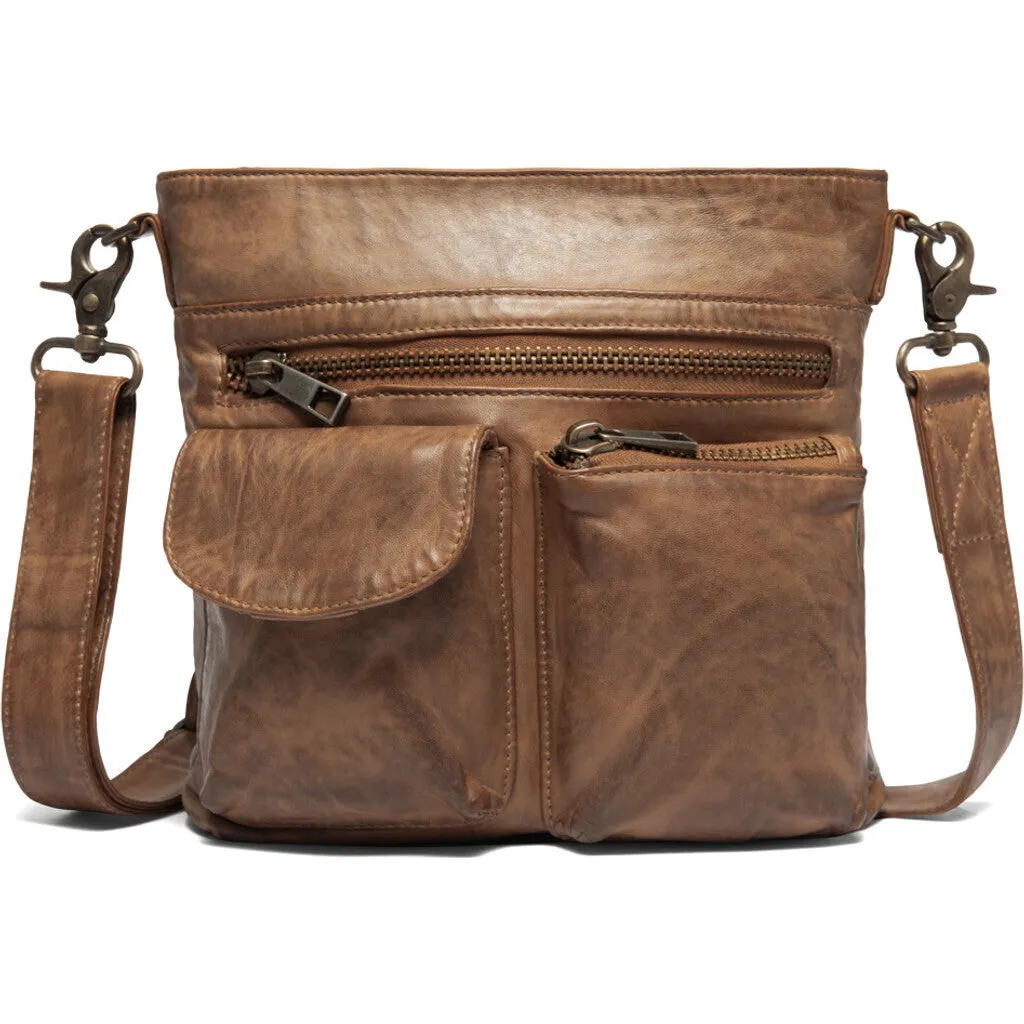 Raw and nice crossbody bag in soft leather / 15350 - Chestnut