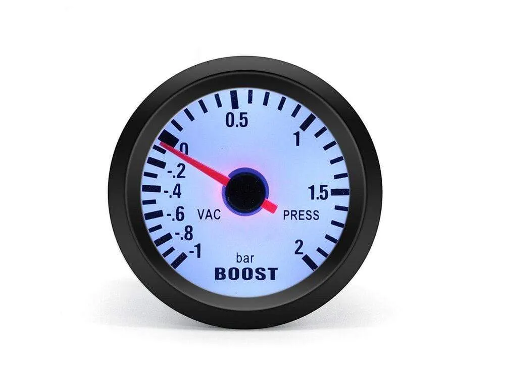 Round Earth 52mm Blue Light Auto Car Turbo Boost Gauge Turbin -1~2 Bar Pointer Clock Vacuumd Instrument Meter Pods Free Shipping