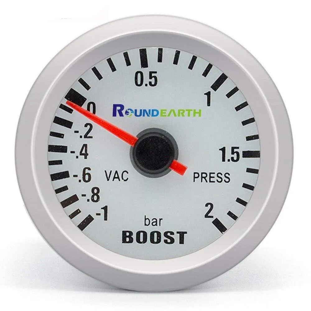 Round Earth 52mm Blue Light Auto Car Turbo Boost Gauge Turbin -1~2 Bar Pointer Clock Vacuumd Instrument Meter Pods Free Shipping