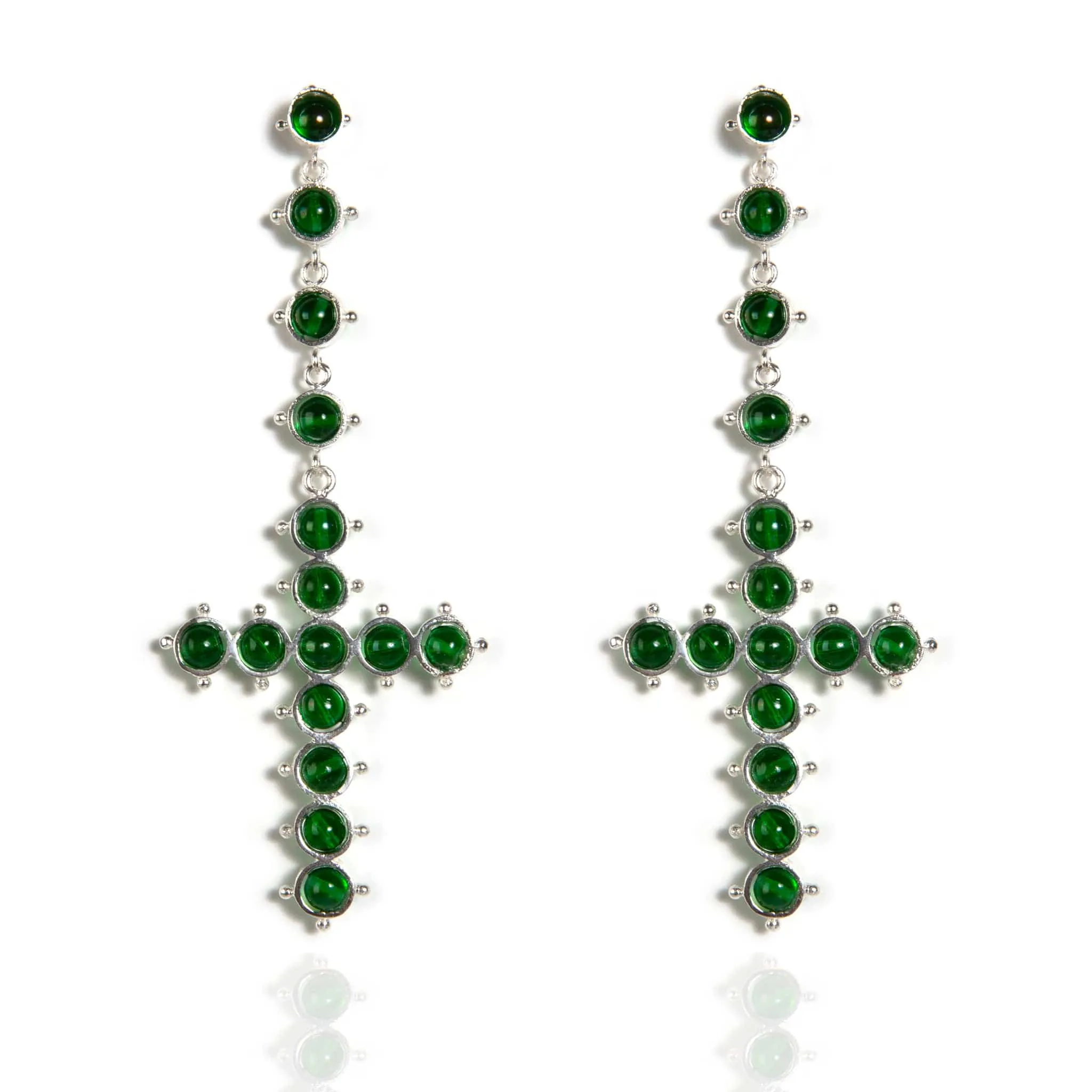 Saint Cross Beaded Earrings Emerald