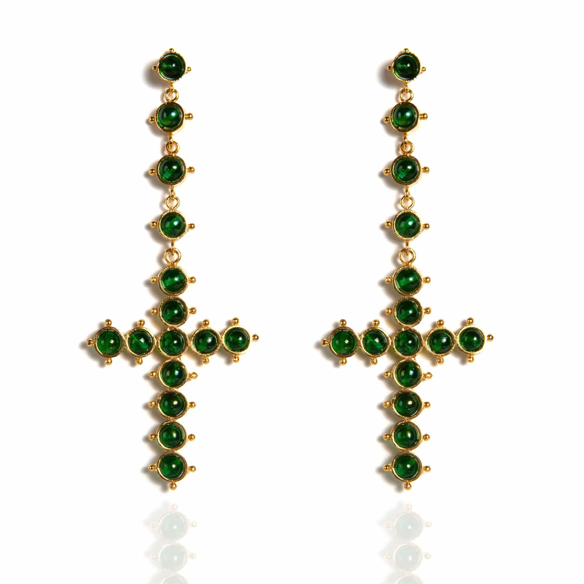 Saint Cross Beaded Earrings Emerald