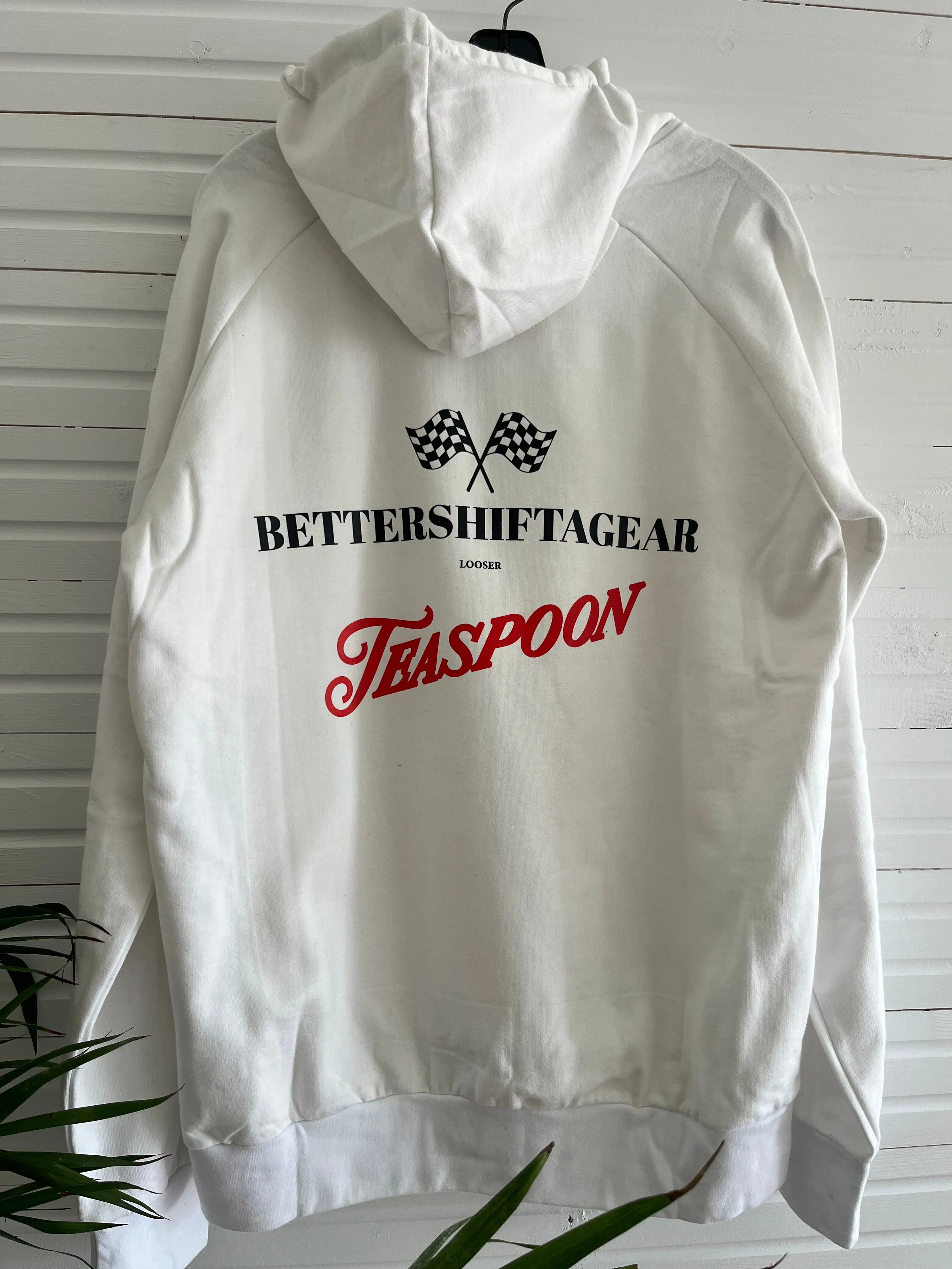 Shift A Gear [unisex white hoody] imperfect