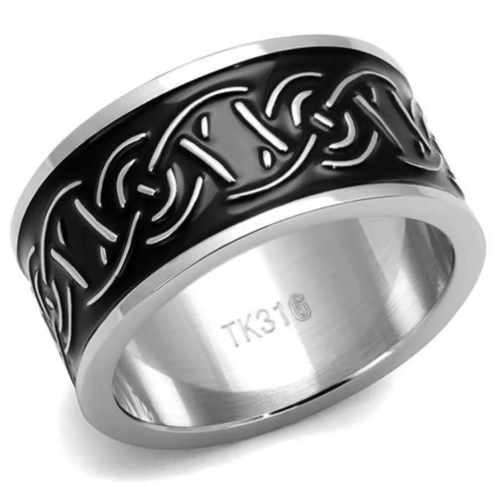 WildKlass Stainless Steel Ring High Polished Men Epoxy Jet