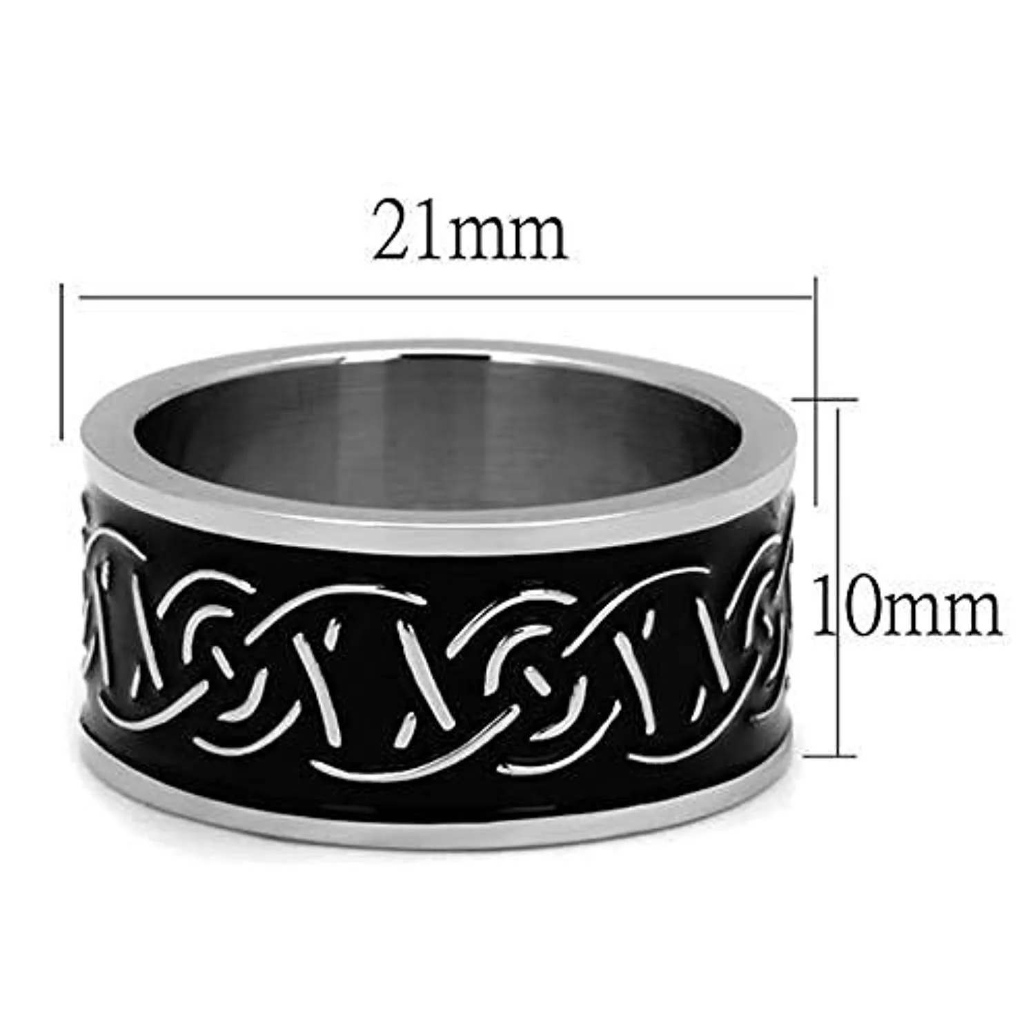 WildKlass Stainless Steel Ring High Polished Men Epoxy Jet