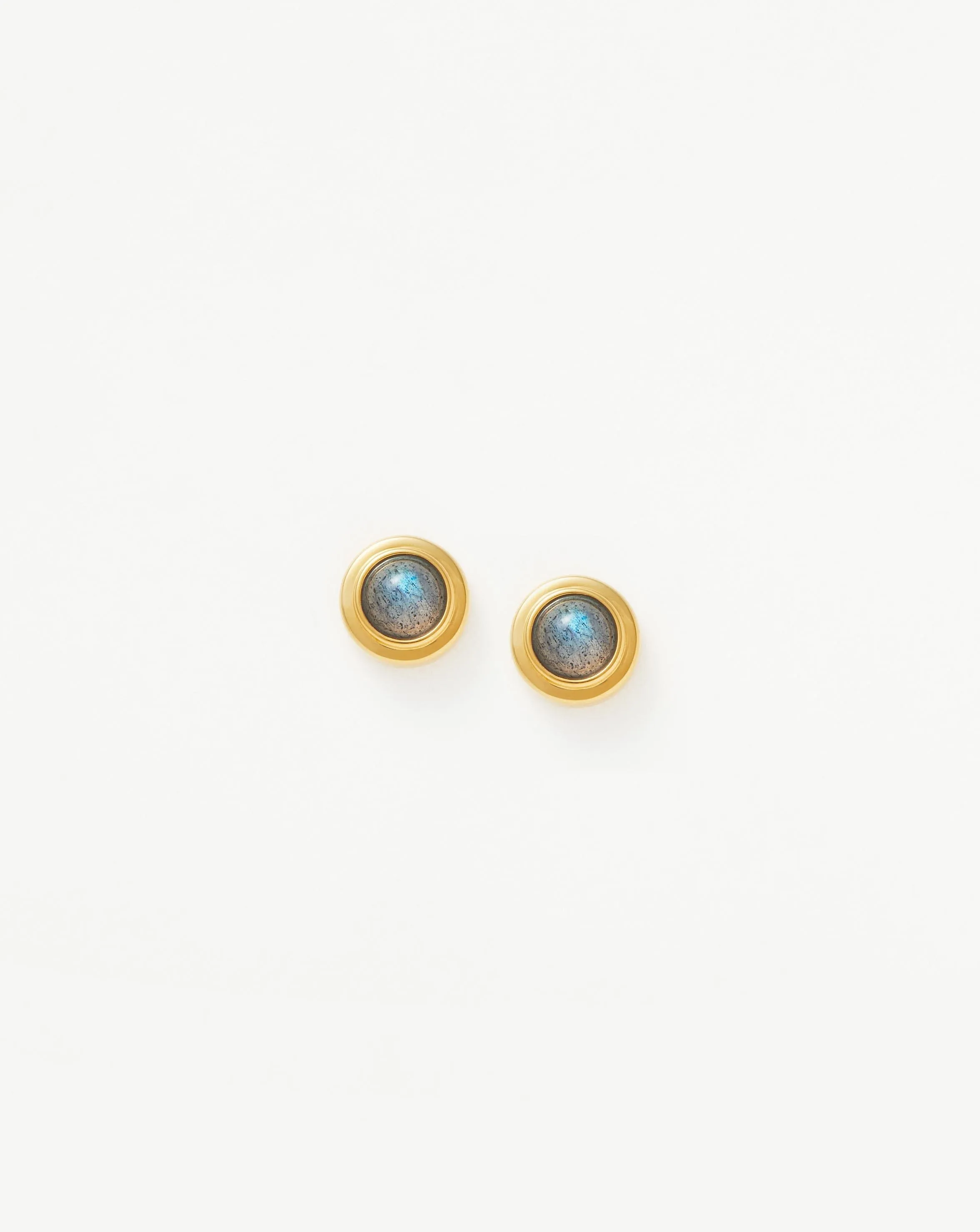 Zenyu Link Gemstone Round Stud Earrings | 18ct Gold Plated Vermeil